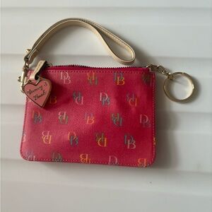 Dooney & Bourke | Multicolor Monogram Pink Wristlet with Rainbow Zip